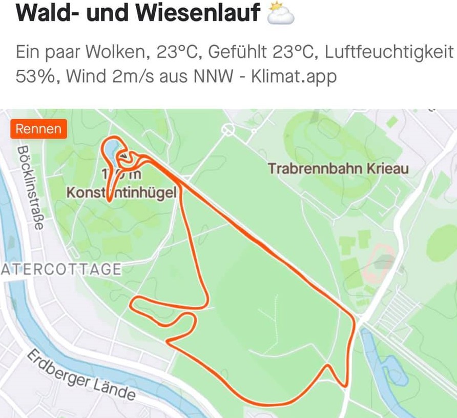 Laufstrecke Wald und Wiesen Lauf Prater